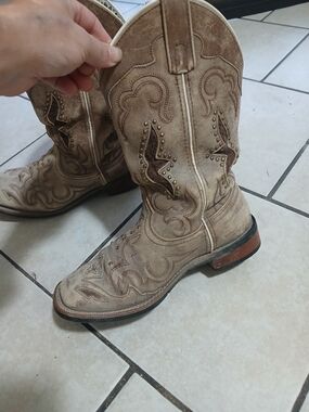 LOREDO Women's Size 7 Genuine Leather Tan Western Heeled Boots